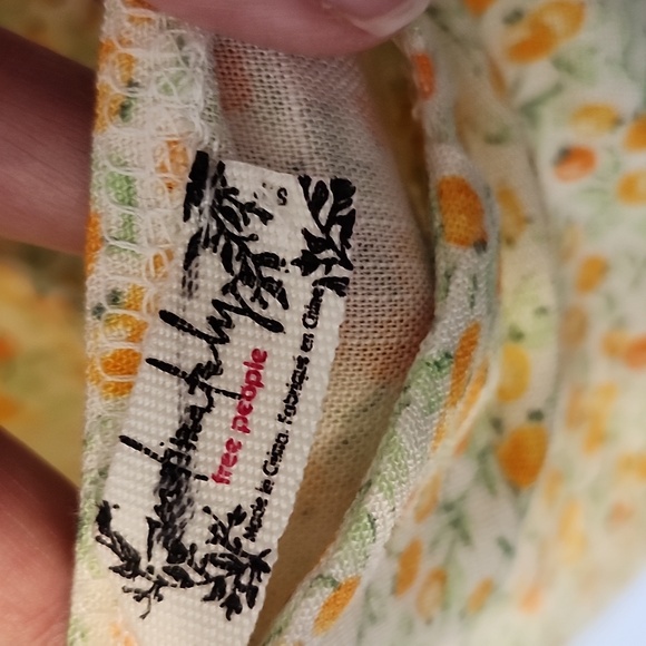 Free people mini dress cream with oranges print open back cross straps size S - Picture 7 of 9